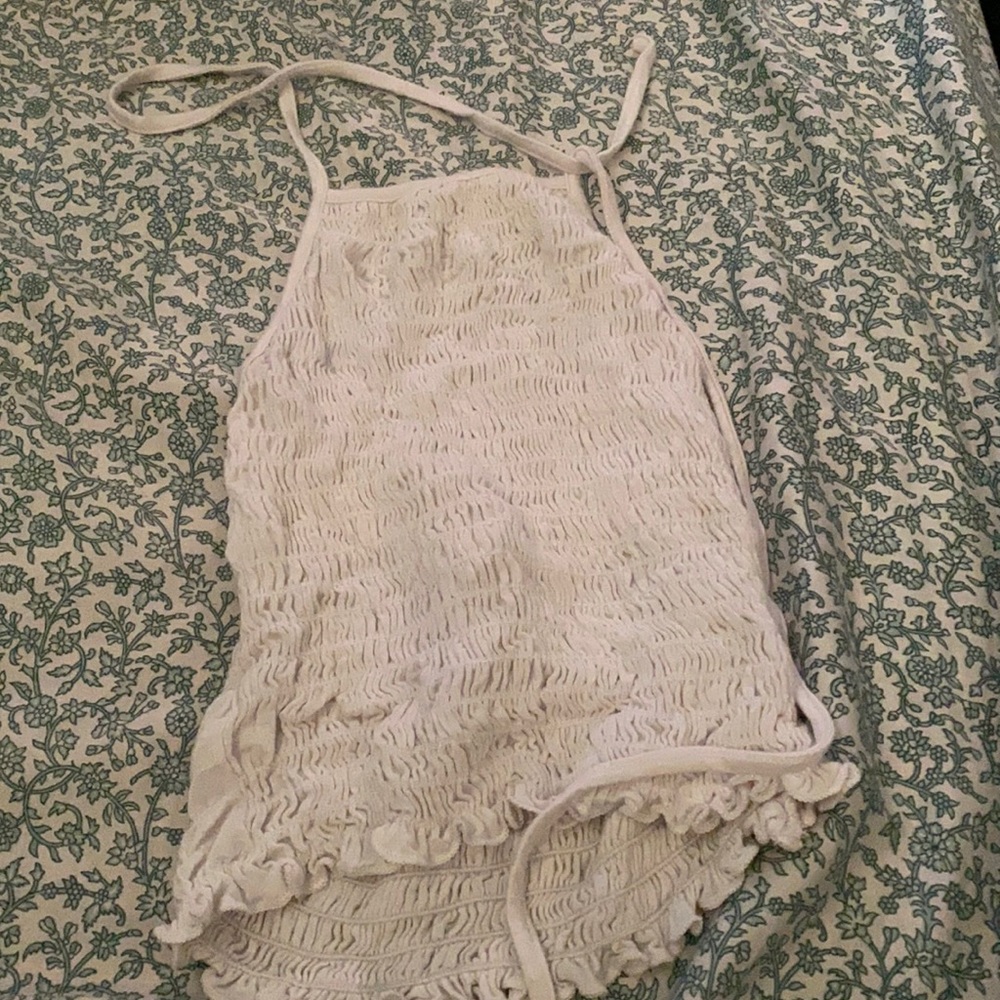 white halter tie top